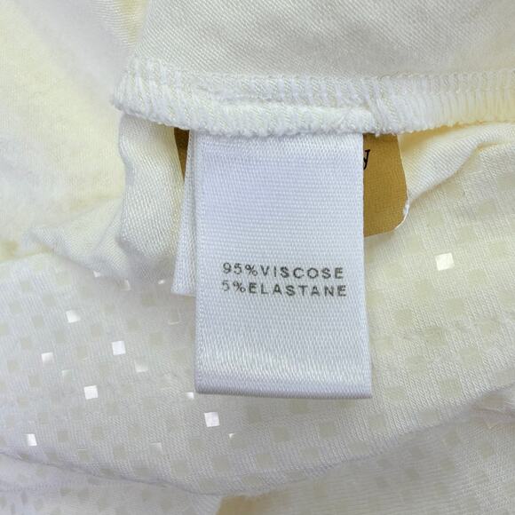 ST. JOHN Caviar Sequin Crew Neck Top Cream Womens M Casual Embellished Shimmer - Picture 8 of 10